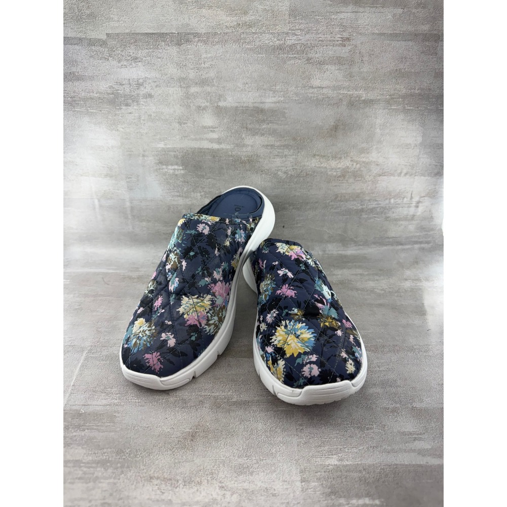 Vera Bradley VB Cloud Quilted Floral Mules Navy Blue Women Sz US 8 EU 39